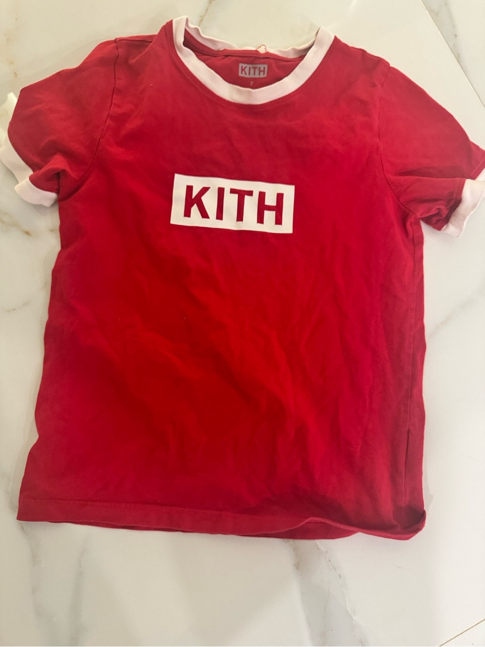 Kith Kids Red Logo Tee – Size 7 - Picture 4 of 6